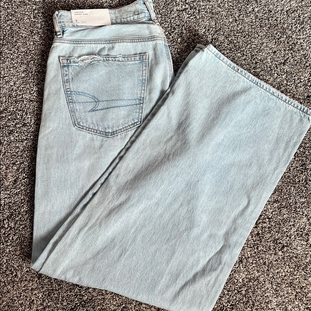 American Eagle Outfitters Light Wash Wide Leg Jeans